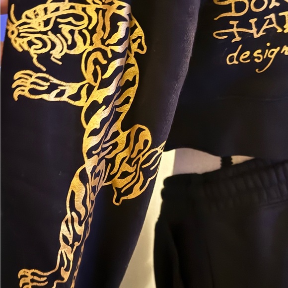 Ed Hardy Black Hoodie and Joggers with Tiger and Rose Size L - Picture 4 of 4